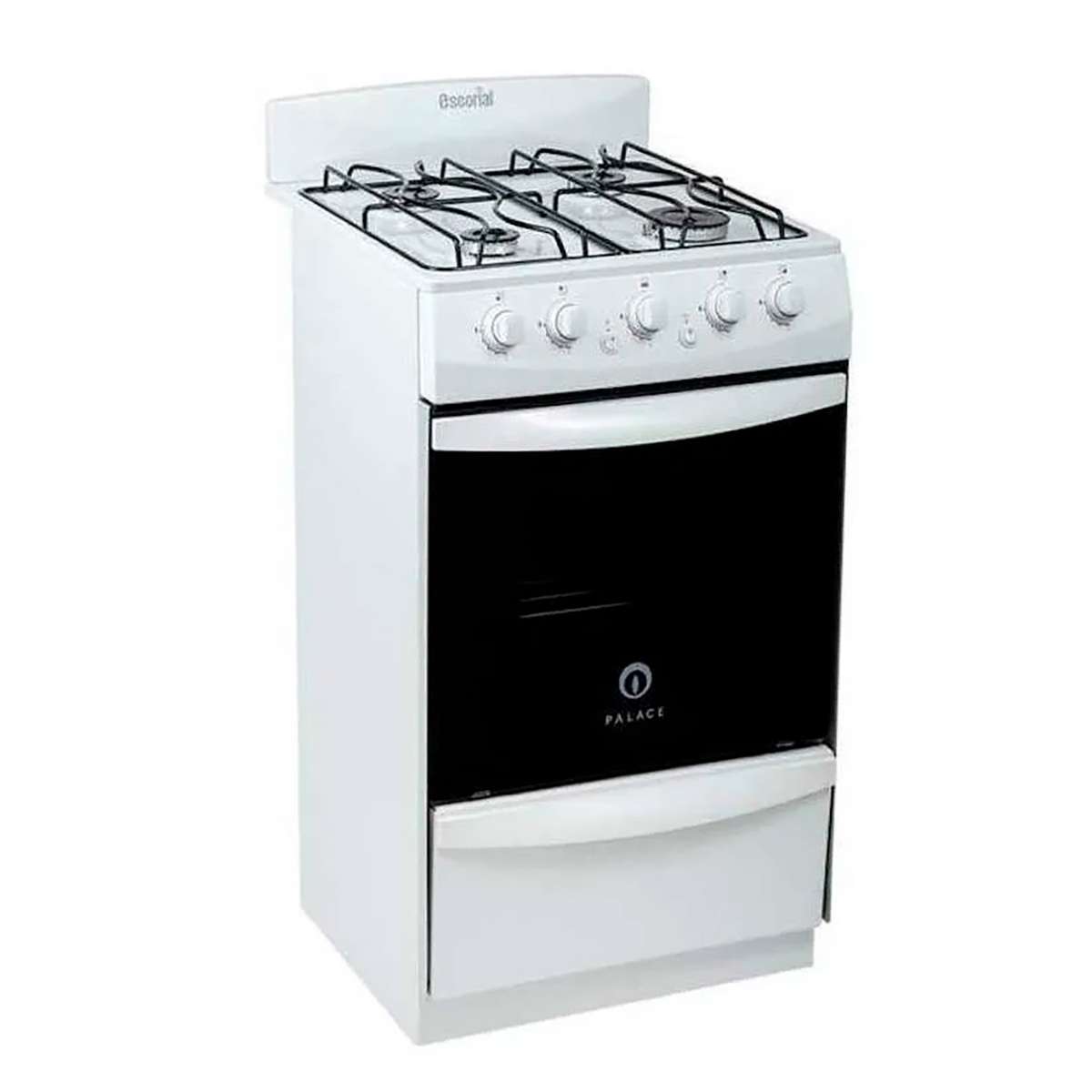 Cocina Escorial Palace Cristal A Gas Natural 4 Hornallas Blanca 220v Puerta Con Visor 50l